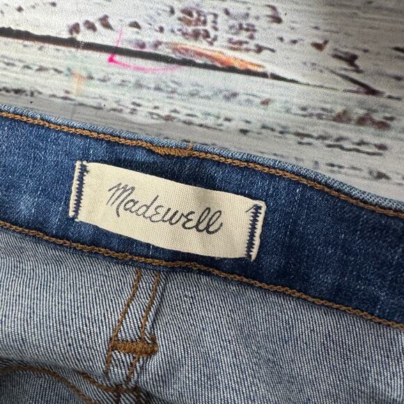 Madewell 9” Skinny Jeans Women’s Size 29P Petite Blue Denim Raw Hem Stretch - Picture 2 of 8